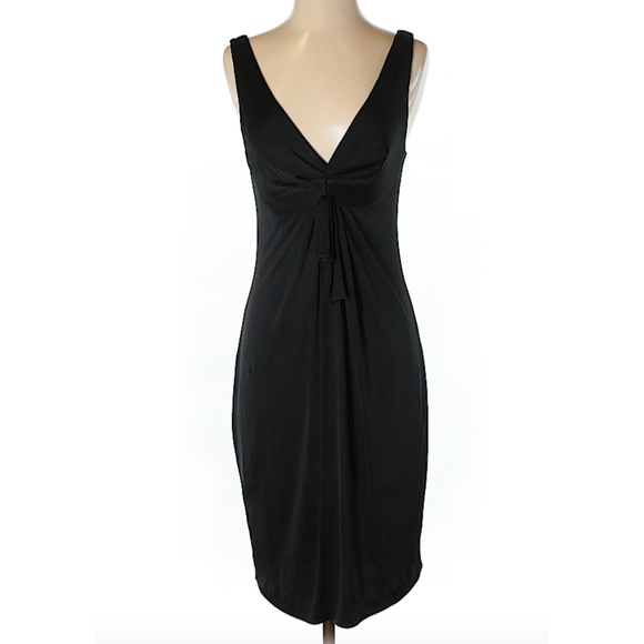 Black silky  BCBGMaxAzria dress with ruched detail - Picture 2 of 3